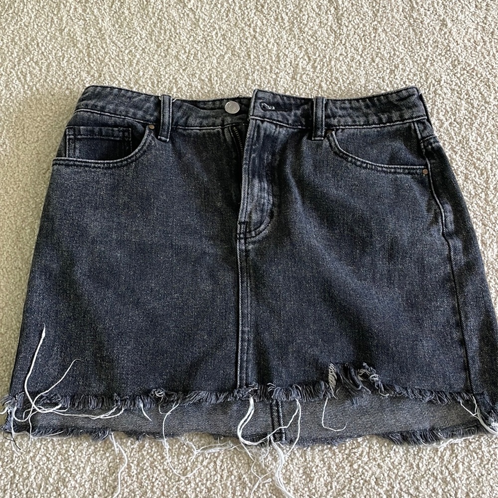 Black denim skirt